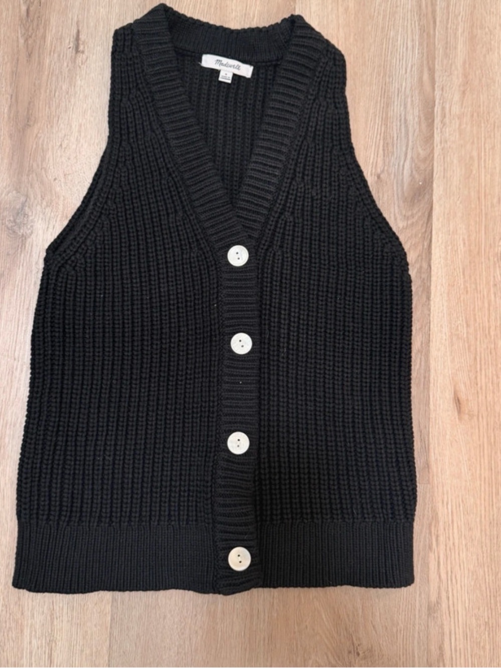 Madewell Black Ribbed Button-Front Men's Sweater Vest